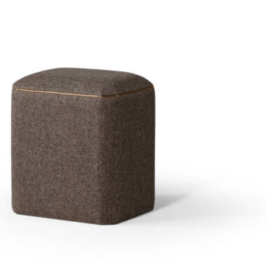 Pouf chair isolated on white background .brown fabric