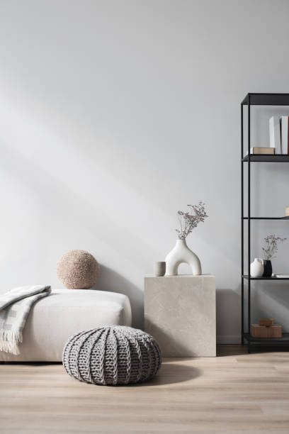 View of modern interior design. minimalism scandi loft style.